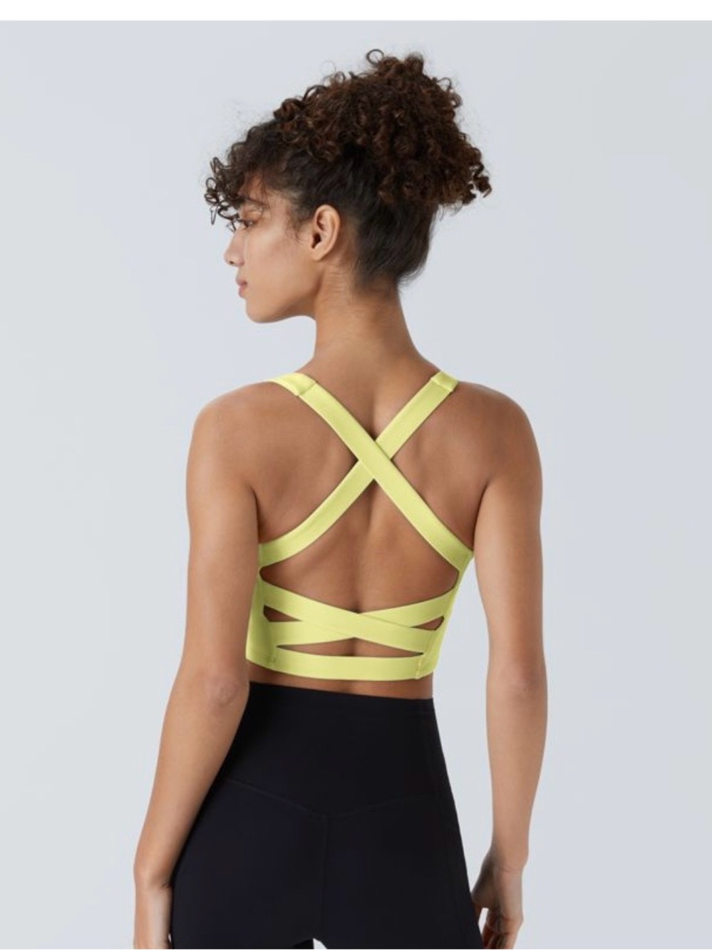 Halara Neon Yellow Square Neck Sports Crop Top - Picture 2 of 2